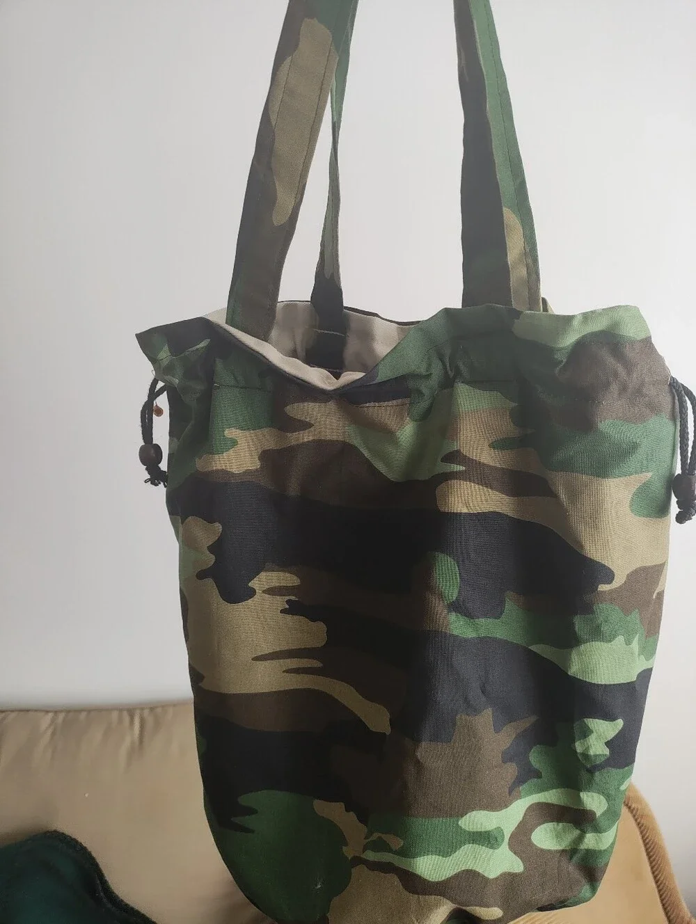 Camouflage Drawstring Tote Bag - Green Camo